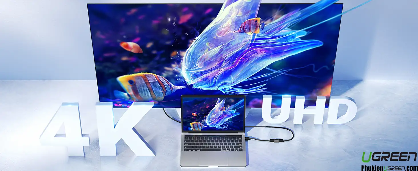 Đầu nối HDMI Female to Female Ugreen 20107 hỗ trợ 4K UHD kết nối laptop ra TV