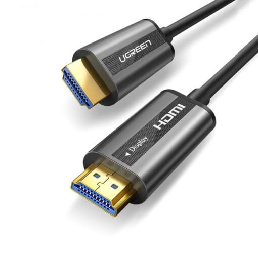 Cáp HDMI 2.0 sợi quang Ugreen HD132 hai đầu hợp kim kẽm, chuẩn Display và UGREEN
