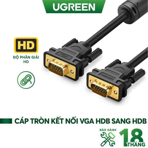 cap-vga-25m-39-6c-cao-cap-ugreen-11639-thuan-dong-15pin-2-lop-coax-rgb