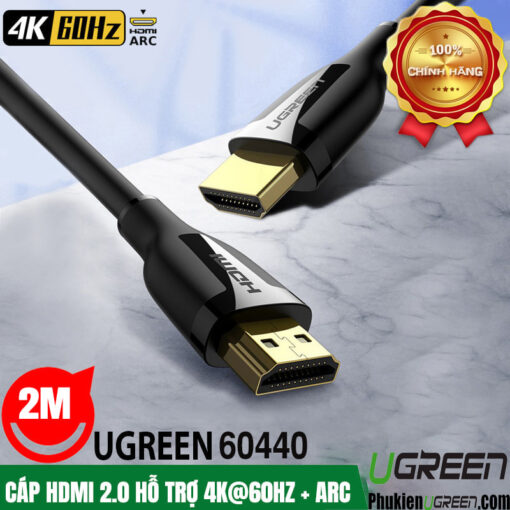 Cap HDMI 2M Ho Tro 4K@60HzARC Ugreen 60440 Phukienugreen.com