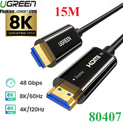cap hdmi 2 1 soi quang loi dong 15m ho tro 8k 60hz 4k 120hz chinh hang ugreen 80407 cao cap 12396