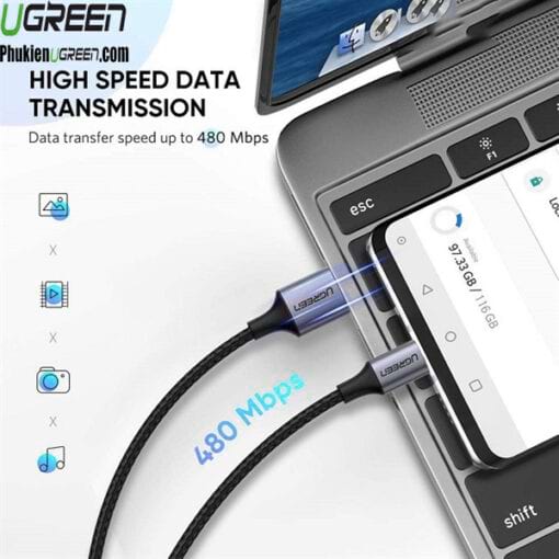 cap-usb-type-c-to-usb-2-0-dai-25cm-ho-tro-sac-nhanh-ugreen-60124