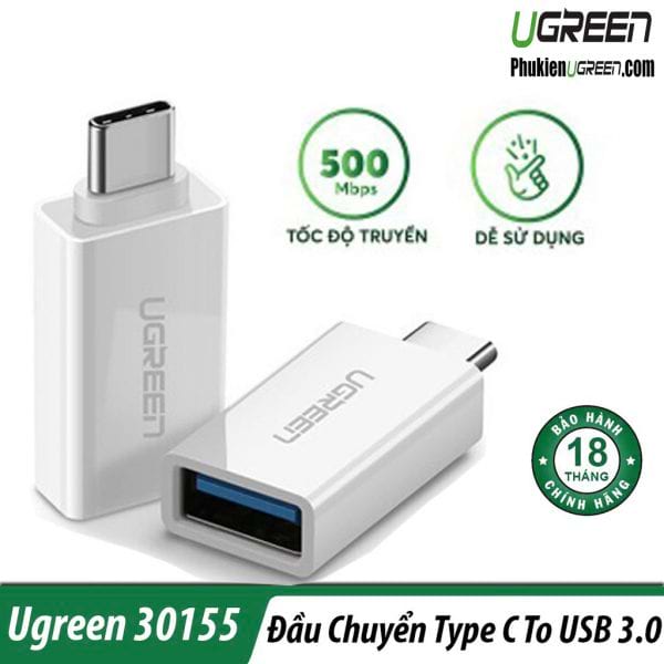 dau-chuyen-usb-type-c-sang-usb-3-0-ho-tro-otg-ugreen-30155-trang