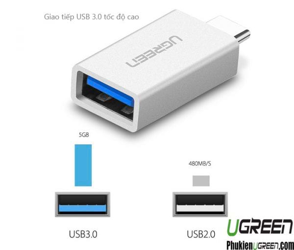 dau-chuyen-usb-type-c-sang-usb-3-0-ho-tro-otg-ugreen-30155-trang
