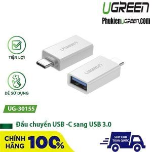 dau-chuyen-usb-type-c-sang-usb-3-0-ho-tro-otg-ugreen-30155-trang