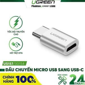 dau-chuyen-doi-type-c-sang-micro-usb-ugreen-30154-trang