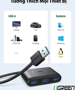 Bộ Chia Cổng USB 3.0 Ugreen CR113 tương thích nhiều thiết bị – Laptop, PS5, Desktop, MacOS, Windows, Linux