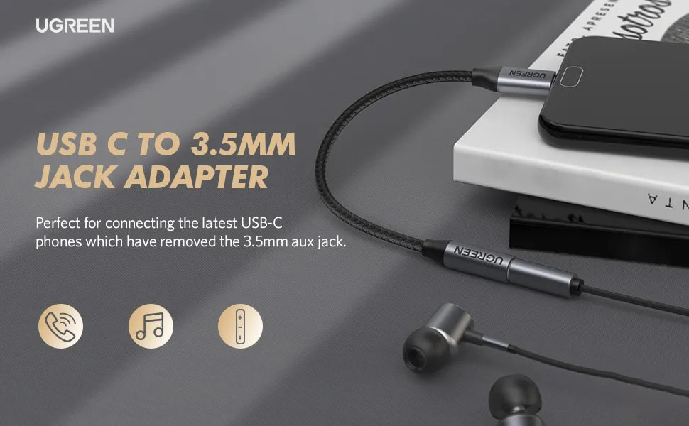 Ugreen USB C to 3.5mm Jack Adapter for latest phones without 3.5mm audio port