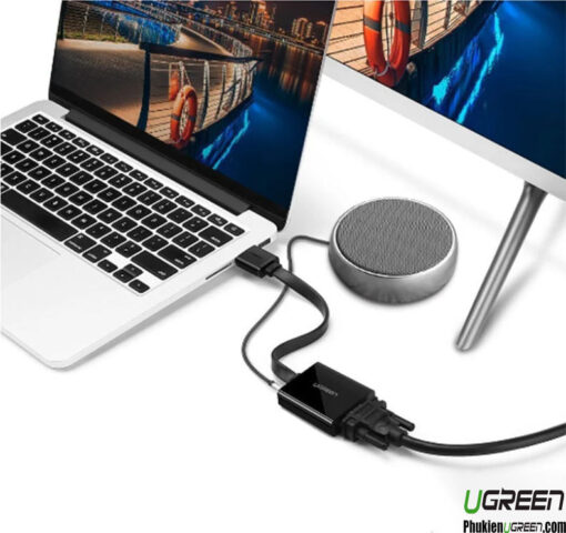 Cáp chuyển đổi HDMI sang VGA Ugreen MM103 kết nối laptop với màn hình ngoài, hỗ trợ audio
