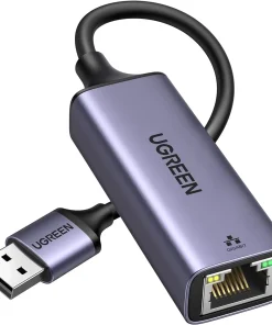 Cáp USB 3.0 to LAN RJ45 Gigabit Ugreen 50922 CM209 vỏ hợp kim nhôm màu xám tím