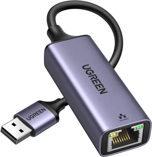 Cáp USB 3.0 to LAN RJ45 Gigabit Ugreen 50922 CM209 vỏ hợp kim nhôm màu xám tím