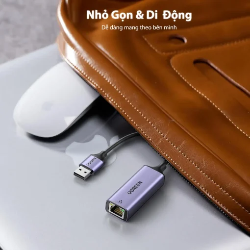 Cáp USB 3.0 to LAN RJ45 Ugreen 50922 CM209 vỏ hợp kim nhôm nhỏ gọn di động dễ mang theo