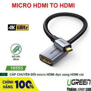 cap-micro-hdmi-to-hdmi-2-0-ben-du-ho-tro-4k-ugreen-10553