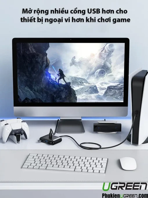 Bộ chia USB 3.0 Ugreen CR113 mở rộng cổng ngoại vi cho chơi game