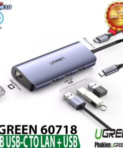 USB-Type-C-to-LAN-1000Mbps-Kèm-HUB-3-Cổng-USB-3.0- Ugreen 60718