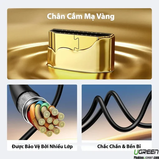 Đầu nối HDMI Ugreen 20107 Female to Female với chân cắm mạ vàng, lõi đồng nhiều lớp bảo vệ, chắc chắn và bền bỉ