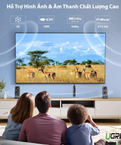 Đầu nối HDMI Ugreen 20107 Female to Female hỗ trợ 3D, HDR, Dolby, DTS-HD cho hình ảnh và âm thanh chất lượng cao