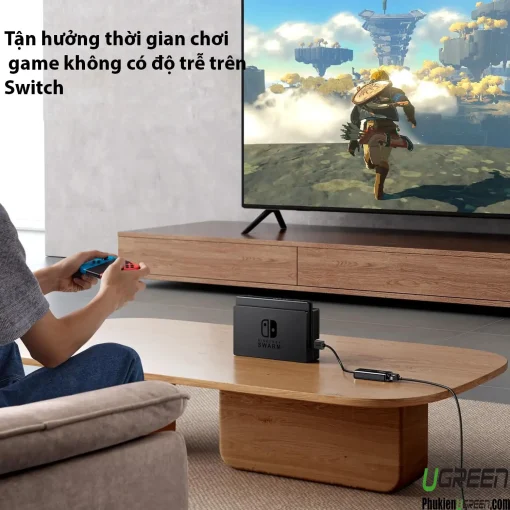 Hub USB 3.0 Ugreen 20265 cho Switch, chơi game không độ trễ, kết nối mạng ổn định