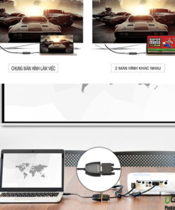 Cáp chuyển đổi HDMI sang VGA Ugreen hỗ trợ trình chiếu từ laptop ra TV và máy chiếu, dùng chung hoặc tách 2 màn hình