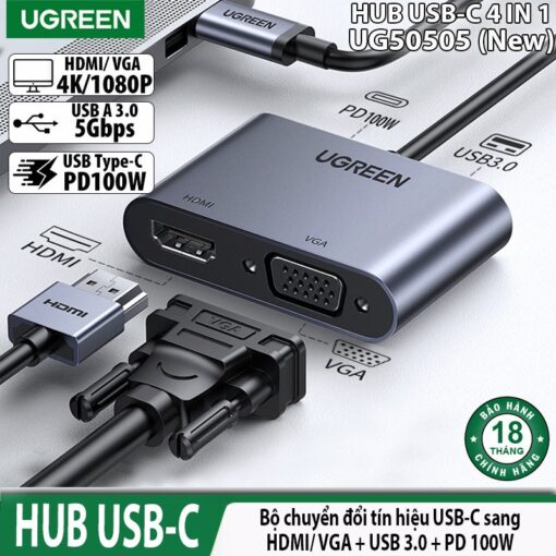 cap-chuyen-usb-type-c-to-hdmi-vga-sac-pd-4k30hz-ugreen-50505
