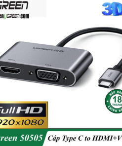 cap-chuyen-usb-type-c-to-hdmi-vga-sac-pd-4k30hz-ugreen-50505