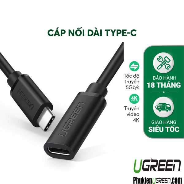cap-noi-dai-usb-type-c-dai-0-5m-ugreen-40574