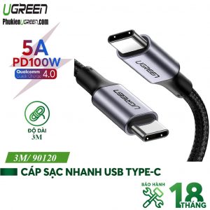 cap-sacdu-lieu-100w-type-c-dai-3m-boc-du-ugreen-90120