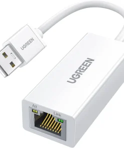 Cáp chuyển đổi USB 2.0 sang LAN RJ45 Ugreen 20253 CR110 tốc độ 100Mbps màu trắng