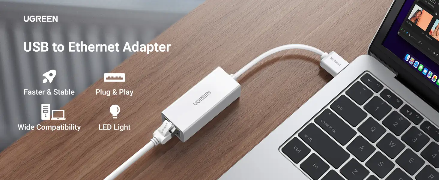 Cáp Chuyển USB(2.0) to Lan 10/100Mbps Ugreen 20253 ( Màu Trắng ) 26 Cáp chuyển USB 2.0 sang LAN RJ45 Ugreen 20253 tốc độ 100Mbps cắm vào laptop