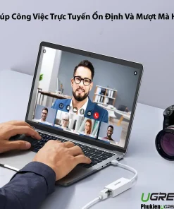 Cáp USB to LAN Ugreen 20253 hỗ trợ kết nối mạng ổn định cho họp trực tuyến và làm việc online