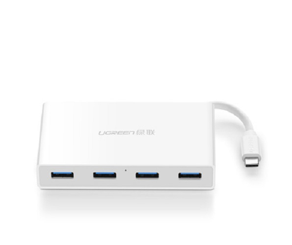 Bộ Chia USB Type C Sang 4 Cổng USB 3.0 Ugreen 30278 Có Trợ Nguồn 1 Cổng USB C 8 Bộ chia USB Type C sang 4 cổng USB 3.0 Ugreen 30278 có cấp nguồn, màu trắng, chính hãng Ugreen