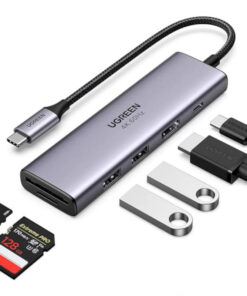 Bộ chuyển USB Type C 6 trong 1 Ugreen 60384 kết nối 6 cổng: HDMI 4K@60Hz, 3 x USB 3.0, SD, TF, hỗ trợ nhiều thiết bị và phụ kiện