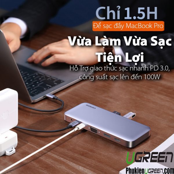 bo-chuyen-usb-type-da-nang-11-in-1-ugreen-70305-hdmi-displayport-4k60hz-vga