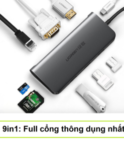 Bo USB C to HDMI VGA USB 3.0 LAN 1Gbps Card Reader da nang Ugreen 40873 9 in 1 Phukienugreen 1