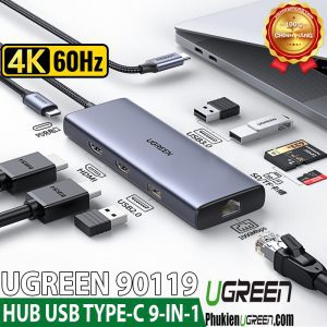 bo-chuyen-usb-c-9-trong-1-ugreen-90119-ho-tro-xuat-2-cong-hdmi-usb-lan-gigabit-pd-60w-sd-tf