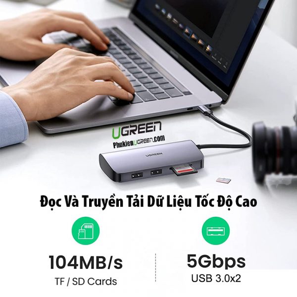 bo-chuyen-usb-c-to-hdmi-4k-usb-3-0-lan-1gbps-tf-sd-pd-100w-ugreen-50852