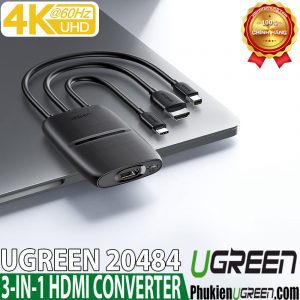 bo-chuyen-doi-hdmi-3-trong-1-ugreen-20484-usb-type-c-mini-dp-hdmi-to-hdmi-4k60hz