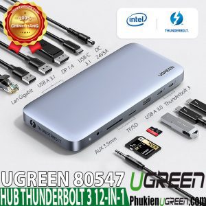 Bộ chuyển đổi Thunderbolt 3 USB type C đa năng 12 trong 1 Ugreen 80547