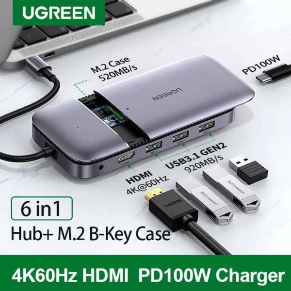 usb-type-c-7-in-1-ugreen-70449-hdmi-4k-usb-3-1-gen-2-pd-dc-5v-2a-m-2-sata