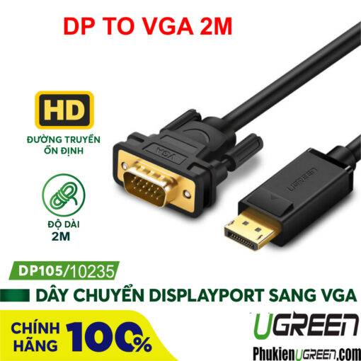 Cap Chuyen Displayport To VGA Dai 15M Cao Cap Ugreen 10247 3 1