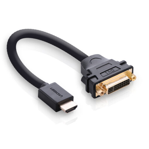 Cáp chuyển HDMI sang DVI 24+5 Ugreen 20136 dài 15cm, đầu mạ vàng, dây ngắn, chuyển đổi 2 chiều HDMI ↔ DVI-I