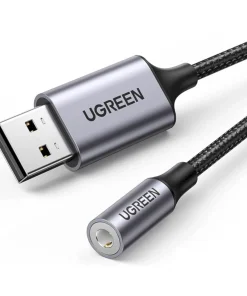 Cáp Chuyển USB 2.0 to 3.5mm (Mic + Loa) Ugreen 30757 ( Chip DAC ) 12 Chi tiết hai đầu cắm USB-A và jack 3.5mm mạ vàng trên cáp Ugreen 30757