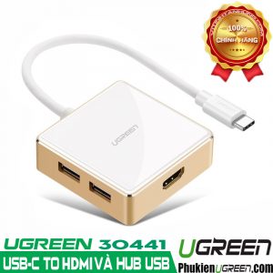 cap-chuyen-usb-type-c-to-hdmi-tich-hop-hub-usb-3-0-ugreen-30441