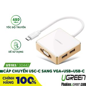 cap-usb-type-c-to-vga-tich-hop-hub-usb-3-0-ugreen-30442