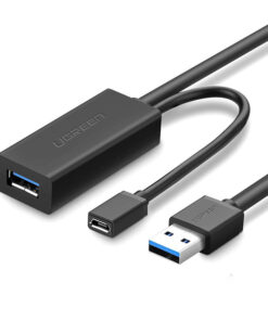 Cáp nối dài USB 3.0 Ugreen 20826 dài 5m, tích hợp nguồn phụ Micro USB, truyền dữ liệu tốc độ cao, chính hãng