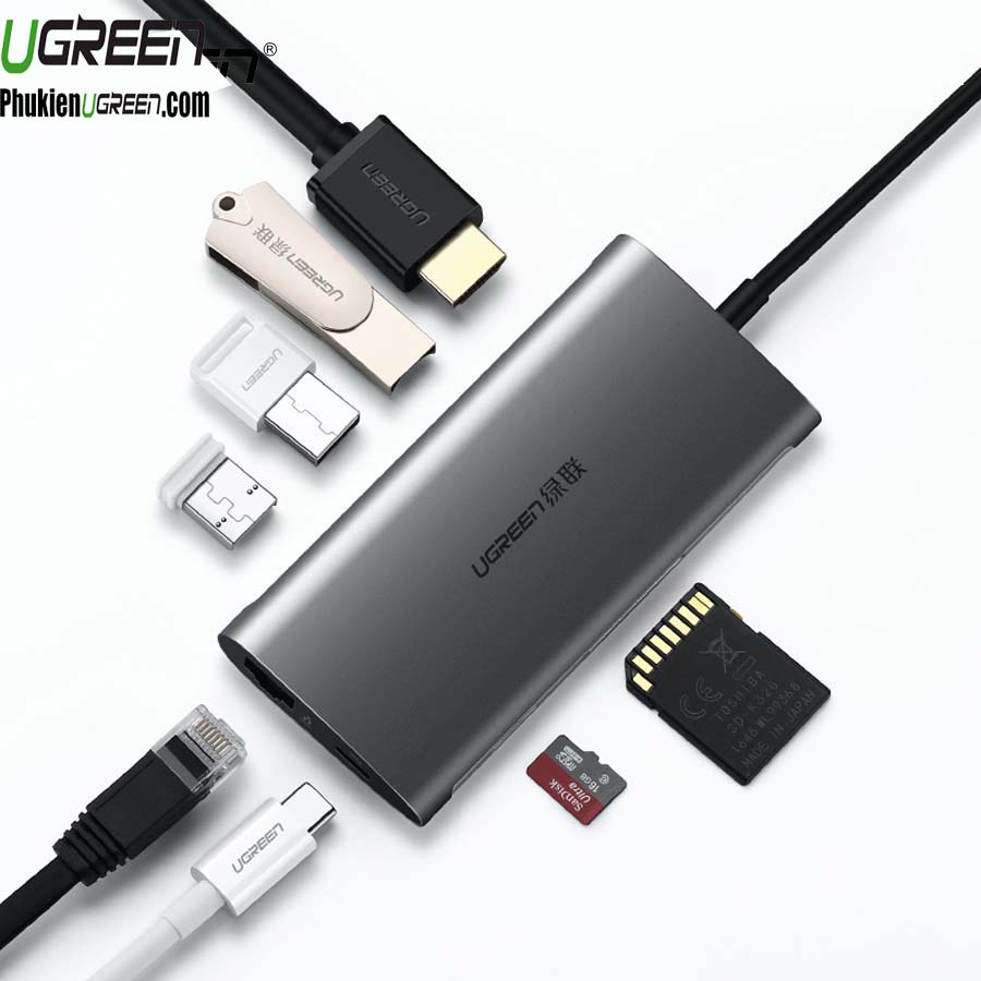 cap-usb-c-to-hdmi-usb-3-0-lan-1gbps-card-reader-pd-100w-ugreen-50538-8-in-1