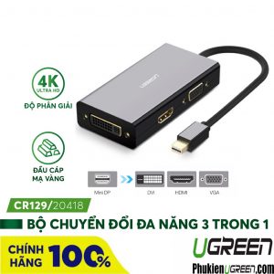 cap-chuyen-mini-displayport-to-hdmi-dvi-vga-ugreen-20418-mau-den