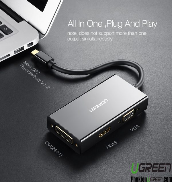 cap-chuyen-mini-displayport-to-hdmi-dvi-vga-ugreen-20418-mau-den