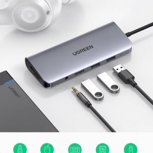 hub-usb-c-10-in-1-ugreen-80133-usb-c-to-3-usb-3-0-hdmi-4k-vga-rj45-gigabit-sd-tf-audio-3-5mm-pd