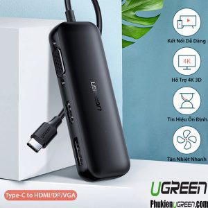 Hub Chuyen USB Type C sang DisplayportHDMIVGA Ugreen 60568 Ho Tro 4K@60Hz Phukienugreen 5